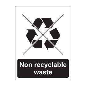 Non recyclable waste sign, 100 x 75mm, Self Adhesive Vinyl - from Tiger Supplies Ltd - 570-05-07