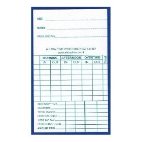 Clock Card - 85.5 x 140mm - Pack of 1000