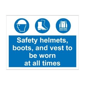 Safety helmets, boots & vests to be worn  600mm x 450mm