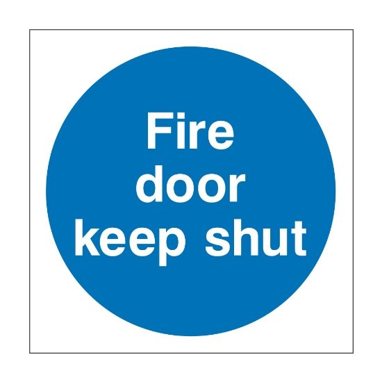 Fire door keep shut sign, 100mm x 100mm, 1mm Rigid Plastic - from Tiger Supplies Ltd - 515-01-77