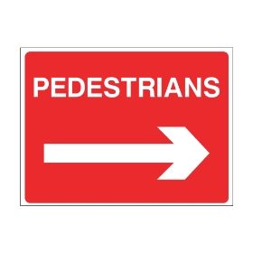 Pedestrians arrow right sign, 600mm x 450mm, Zintec - from Tiger Supplies Ltd - 575-05-38