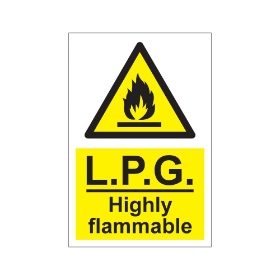 L.P.G. Highly flammable  200mm x 300mm