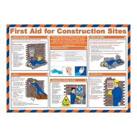 First aid for construction sites Poster, 840 x 590mm, Laminated - from Tiger Supplies Ltd - 550-03-83