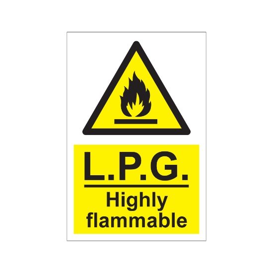 LPG Highly Flammable 200mm x 300mm - 1mm Rigid Plastic Sign