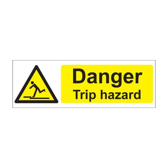 Danger Trip Hazard 600mm x 200mm - 1mm Rigid Plastic Sign