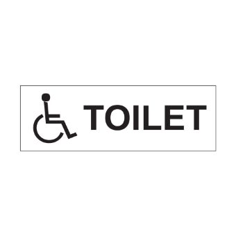 Disabled Toilets sign, 300 x 100mm, 1mm Rigid Plastic - from Tiger Supplies Ltd - 560-04-32