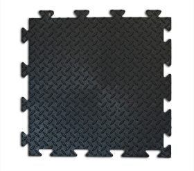 Tuff-Tile Diamond Interlocking Mat - Black - 50cm x50cm  - Pack of 4
