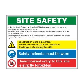 Site Safety Rules 800mm x 600mm - 3mm Foamex