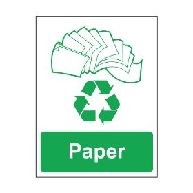 Paper waste sign, 100 x 75mm, Self Adhesive Vinyl - from Tiger Supplies Ltd - 570-04-94