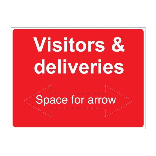 Visitors & Deliveries… sign, 600 x 450mm, 1mm Rigid Plastic - from Tiger Supplies Ltd - 525-02-78