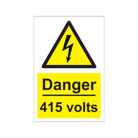 Danger 415 Volts 200mm x 300mm - 1mm Rigid Plastic Sign