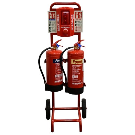 Double Fire Trolley - c/w Sitemaster Push Button Alarm  Composite Board