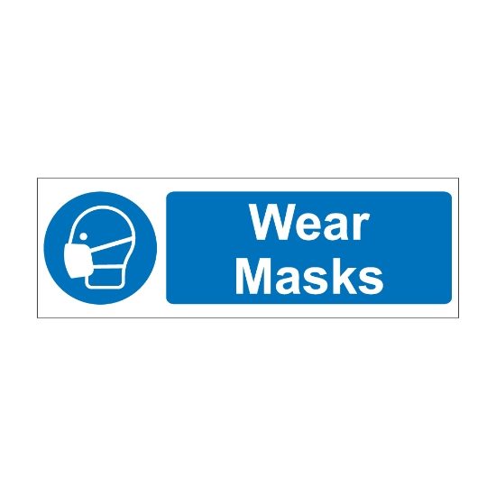 Wear Masks 600mm x 200mm - 1mm Rigid Plastic Sign