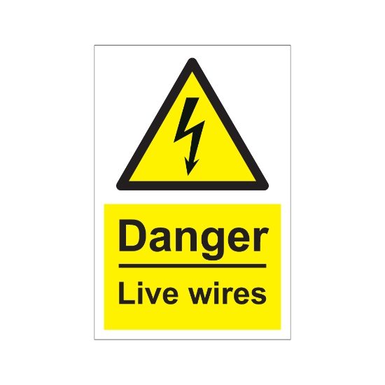 Danger Live Wires 200mm x 300mm - 1mm Rigid Plastic Sign