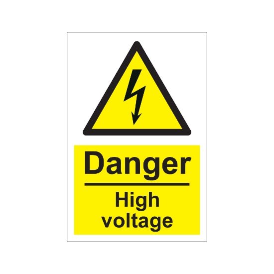 Danger High Voltage 200mm x 300mm - 1mm Rigid Plastic Sign