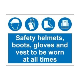 Safety helmets, boots, gloves & vests to be worn  - at all times 600mm x 450mm