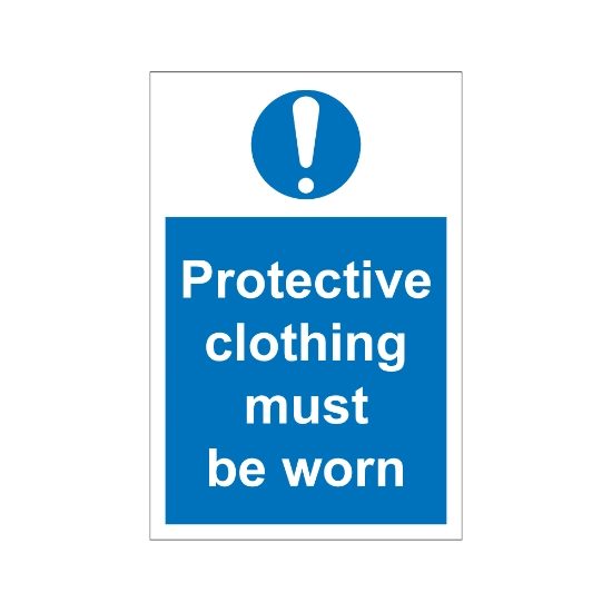 Protective Clothing Must Be Worn 200mm x 300mm - 1mm Rigid Plastic Sign