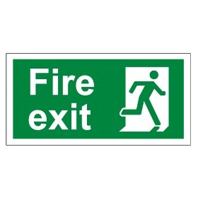 Fire exit sign, 300 x 150mm, 1mm Rigid Plastic - from Tiger Supplies Ltd - 500-01-17