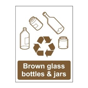 Brown glass bottles and jars sign, 100 x 75mm, Self Adhesive Vinyl - from Tiger Supplies Ltd - 570-05-16