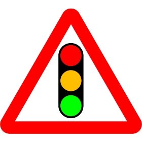 750mm Traffic Signals Ahead - Black Plastic Sign