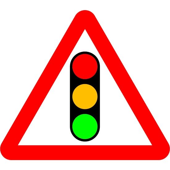 750mm Traffic Signals Ahead - Black Plastic Sign