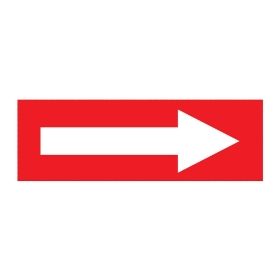 White arrow on red  300mm x 100mm