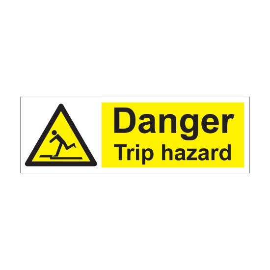 Danger Trip Hazard 300mm x 100mm - Self Adhesive Vinyl Sign