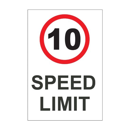 Speed limit 10mph sign, 600 x 450mm, 1mm Rigid Plastic - from Tiger Supplies Ltd - 560-04-48