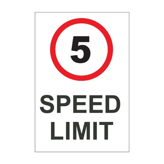 Speed limit 5mph sign, 300 x 200mm, 1mm Rigid Plastic - from Tiger Supplies Ltd - 560-04-47