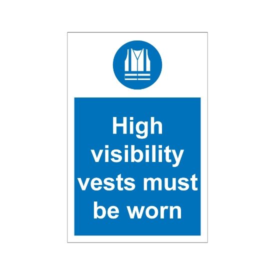 High Visibility Vests Must Be Worn 200mm x 300mm - 1mm Rigid Plastic Sign