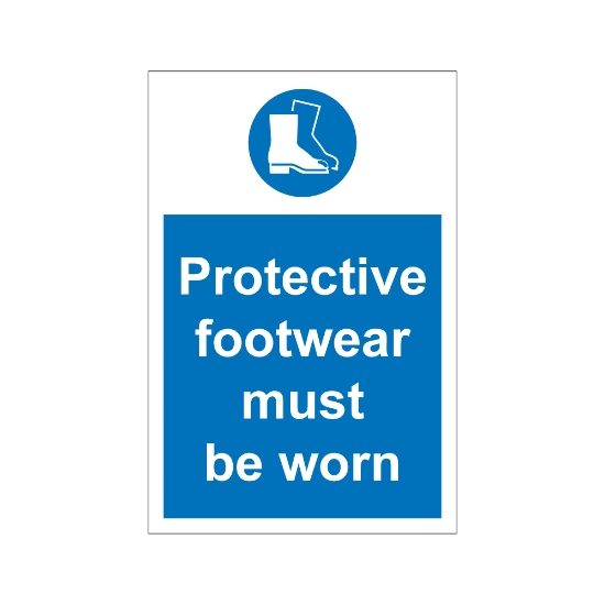 Protective Footwear Must Be Worn 200mm x 300mm - 1mm Rigid Plastic Sign