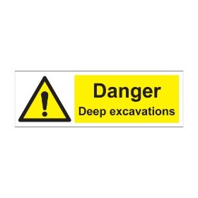 Danger Deep Excavations 300mm x 100mm - Self Adhesive Vinyl Sign