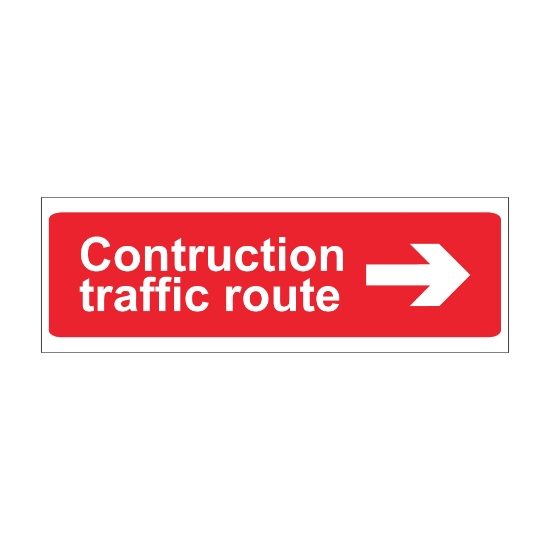 Construction Traffic Route Arrow Right 600mm x 200mm - 1mm Rigid Sign