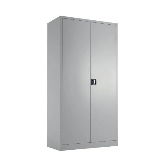 Metal Tall Double Door Stationery Cupboard - Grey