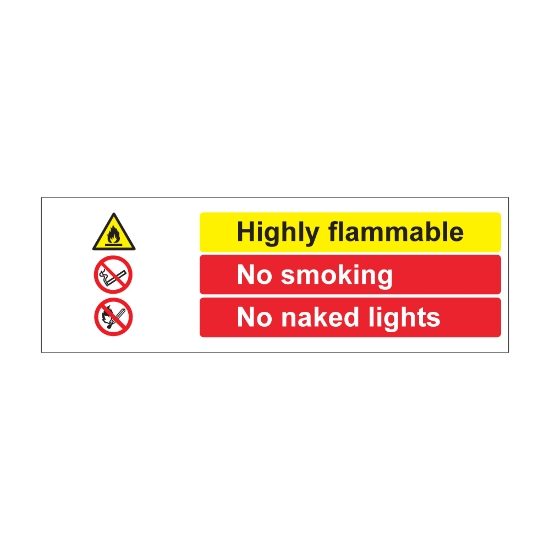 Highly Flammable 600mm x 200mm - 1mm Rigid Plastic Sign