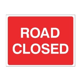 Road closed sign, 600mm x 450mm, Zintec - from Tiger Supplies Ltd - 575-05-33