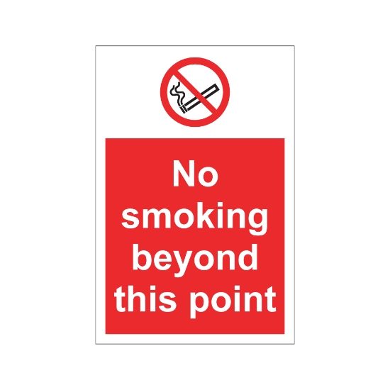 No Smoking Beyond This POint 200mm x 300mm - 1mm Rigid Plastic Sign