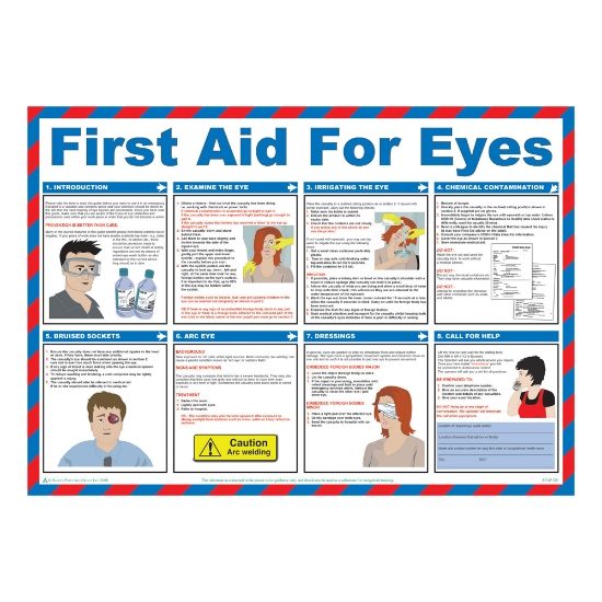 First aid for eyes Poster, 840 x 590mm, Laminated - from Tiger Supplies Ltd - 550-03-85
