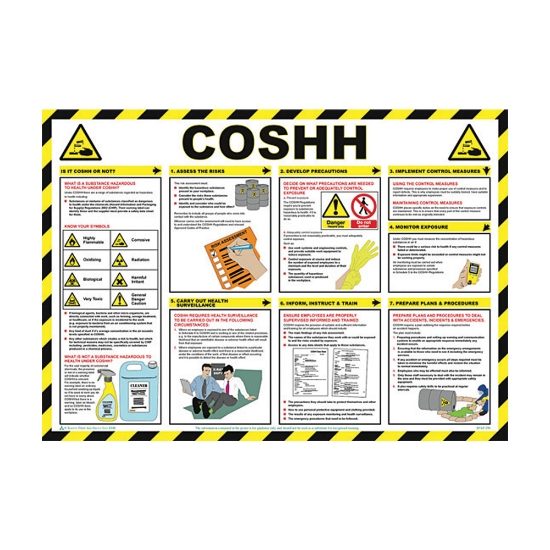 COSHH Regulations Poster, 590 x 420mm, Laminated - from Tiger Supplies Ltd - 550-03-88