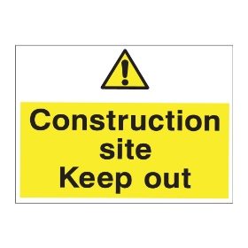 Construction site keep out sign, 600 x 450mm, 1mm Rigid Plastic - from Tiger Supplies Ltd - 530-03-12