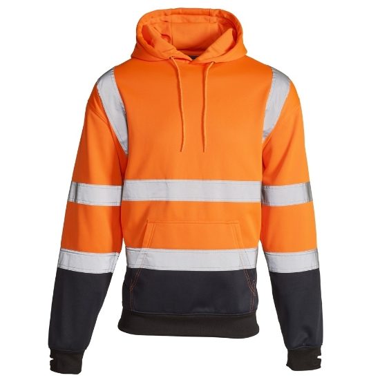 Hi Vis Hoodie Sweatshirt 2 Tone - Orange/Navy