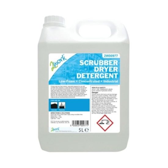 2Work Scrubber Dryer Detergent Low Foam Frangrance Free 5 Litre