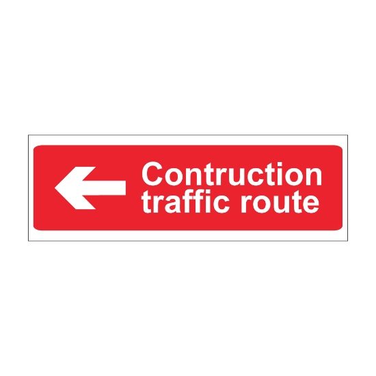 Construction Traffic Route Arrow Left 600mm x 200mm - 1mm Rigid Plastic Sign