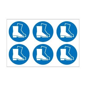 Protective Footwear - 100mm Diameter Self Adhesive Vinyl Sign - Pack of 30