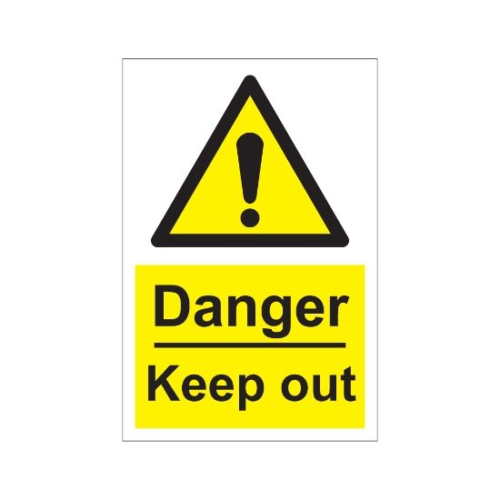Danger Keep Out 200mm x 300mm - 1mm Rigid Plastic Sign