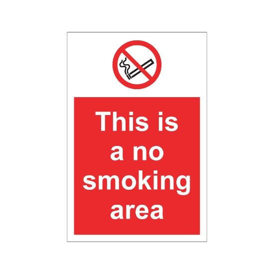 This Is A No Smoking Area 297mm x 210mm - 1mm Rigid Plastic Sign