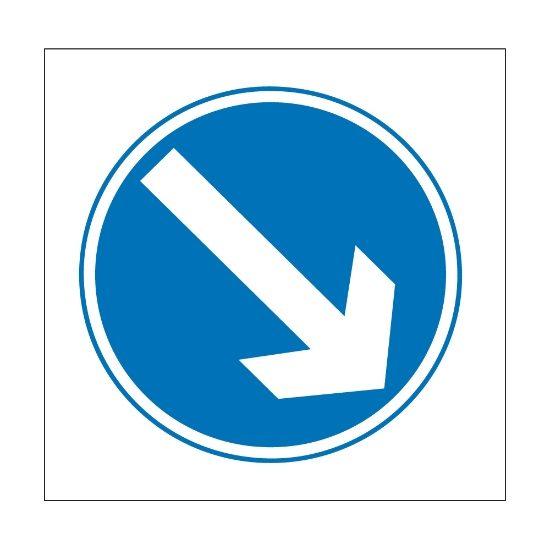 Keep right sign, 750mm x 750mm, Zintec - from Tiger Supplies Ltd - 575-05-42