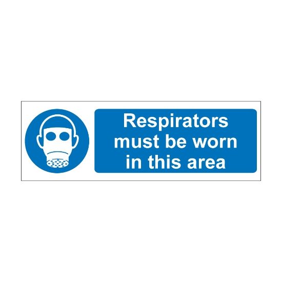Respirators Must Be Worn In This Area 600mm x 200mm - 1mm Rigid Plastic Sign