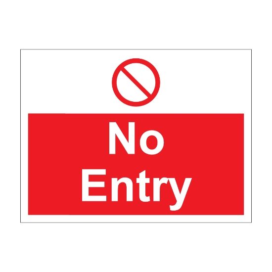 No Entry 600mm x 450mm - 1mm Rigid Plastic Sign