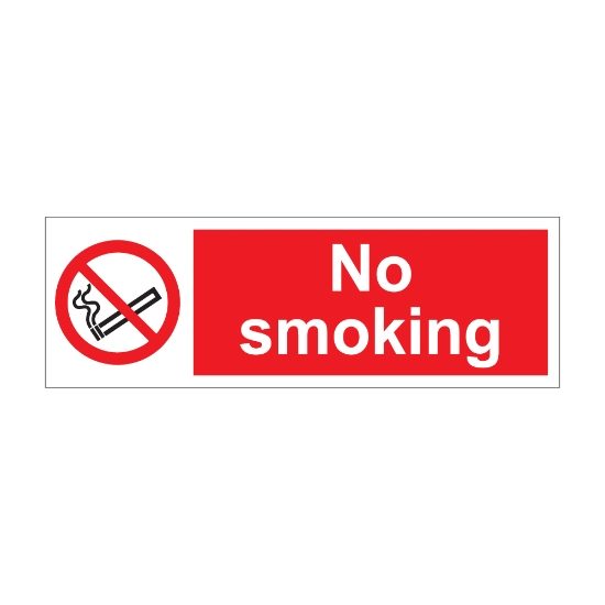 No Smoking 300mm x 100mm - 1mm Rigid Plastic Sign